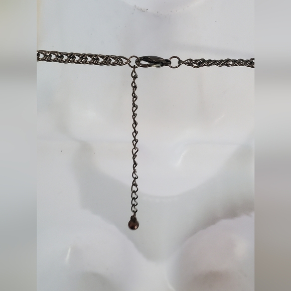 Vintage Black Fringe Drop Chain Steampunk Statement Art Deco Necklace - Picture 4 of 4